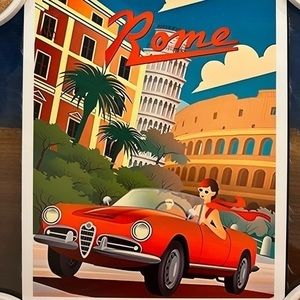 Paris travel‎ themed canvas picture. Vintage style. 8x10